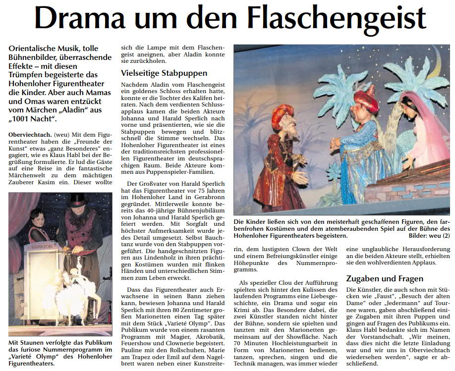 Der Neue Tag: Hohenloher Figurentheater